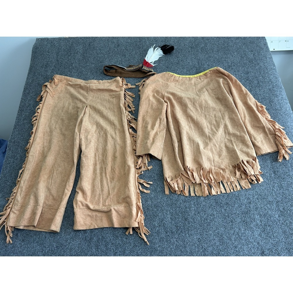 Childs Indian Squaw Play Outfit‎ Fringe trim with Headband Faux Velvet